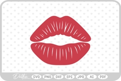 Lips Lipstick Stain Kiss Valentine&#039;s Day SVG PNG DXF Product Image 1