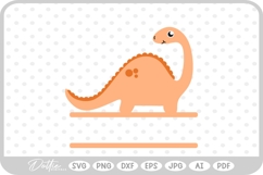 Cute Dinosaur Name Tag Dino SVG PNG DXF Product Image 1