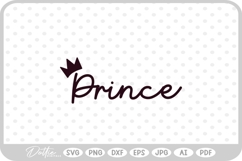 Prince Crown Pretty Script SVG PNG DXF Product Image 1