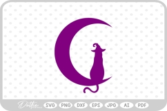 Cat Moon Halloween Spooky Season Fall Autumn SVG PNG DXF Product Image 1