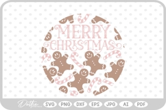 Gingerbread Circle Wreath Border Frame Christmas SVG PNG DXF Product Image 1
