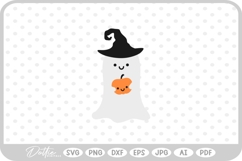 Ghost Holding Pumpkin Halloween SVG PNG DXF Product Image 1