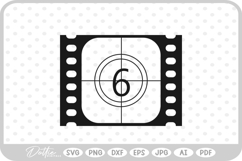 Number 6 Film Movie Reel Tape SVG PNG DXF Product Image 1