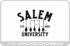 Salem University College Witch Halloween Hat Broom SVG PNG Product Image 1