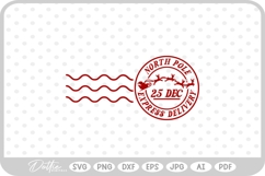 North Pole Christmas Stamp Sticker Postal Package SVG PNG Product Image 1