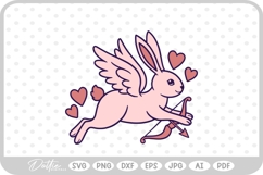 Cupid Bunny Pink Valentine&#039;s Day Bow and Arrow SVG PNG DXF Product Image 1