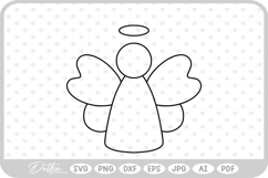 Angel Outline Hand Drawn Christmas SVG PNG DXF Product Image 1