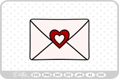 Love Letter Heart Envelope Heart Stamp Doodle SVG PNG DXF Product Image 1