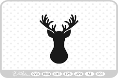 Stag Deer Reindeer Head Shape Silhouette Christmas SVG PNG Product Image 1