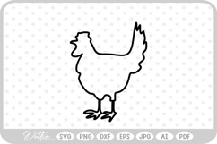 Chicken Bird Outline Shape SVG PNG DXF Product Image 1