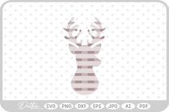 Plaid Stag Deer Reindeer Head Shape Christmas SVG PNG DXF Product Image 1