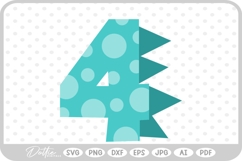 Dinosaur Age Birthday Four 4 SVG PNG DXF Product Image 1
