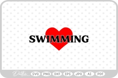 Love Swimming Sports Heart SVG PNG DXF Product Image 1