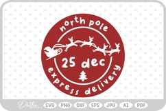 North Pole Christmas Stamp Sticker Postal Package SVG PNG Product Image 1