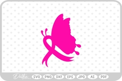 Butterfly Cancer Awareness Ribbon Breast SVG PNG DXF Product Image 1