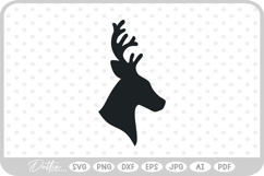 Stag Deer Reindeer Head Shape Silhouette SVG PNG DXF Product Image 1
