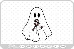 Ghost With Flowers Halloween Spooky SVG PNG DXF Product Image 1