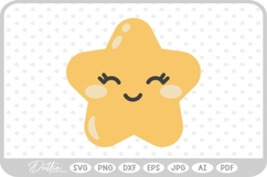 Cute Face Star Shooting Shape Sky Night Space SVG PNG DXF Product Image 1
