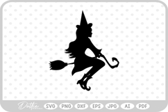 Pretty Witch Broomstick Hat Halloween SVG PNG DXF Product Image 1