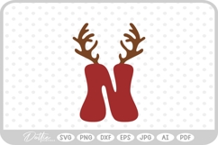 N Festive Christmas Alphabet Letter Antler Santa SVG PNG DXF Product Image 1
