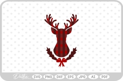 Plaid Stag Deer Reindeer Head Shape Christmas SVG PNG DXF Product Image 1