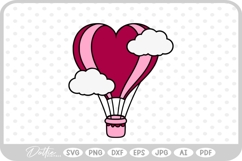 Heart Shaped Hot Air Balloon SVG PNG DXF Product Image 1