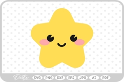 Cute Face Star Shooting Shape Sky Night Space SVG PNG DXF Product Image 1