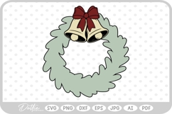 Festive Christmas Wreath Bow Bells Winter SVG PNG DXF Product Image 1