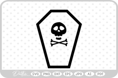 Coffin Skull Cross Halloween Spooky Autumn Fall SVG PNG DXF Product Image 1