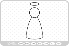 Angel Outline Hand Drawn Christmas SVG PNG DXF Product Image 1