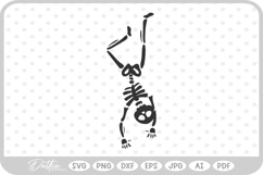 Cute Dancing Skeleton Sketch Drawing Halloween SVG PNG DXF Product Image 1