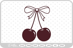 Cute Cherry Cherries With Bow Valentine&#039;s Day SVG PNG DXF Product Image 1