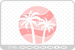 Sunset Palm Tree Tropical Plant SVG PNG DXF Product Image 1