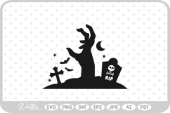 Zombie Hands Grave Halloween Spooky SVG PNG DXF Product Image 1