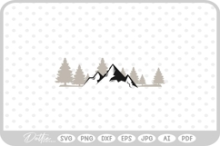 Trees and Mountains Landscape SVG PNG DXF Product Image 1
