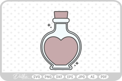 Love Potion Heart Shaped Bottle Valentine's Day SVG PNG DXF Product Image 1