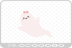 Girly Ghost Cute Halloween SVG PNG DXF Product Image 1