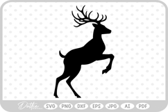 Stag Deer Reindeer Shape Silhouette Christmas SVG PNG DXF Product Image 1
