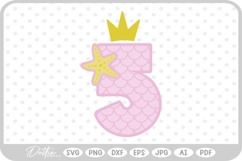 Mermaid Starfish Number 5 Five One SVG PNG DXF Product Image 1