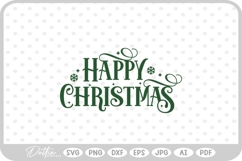 Merry Happy Christmas Script Text Snowflake SVG PNG DXF Product Image 1