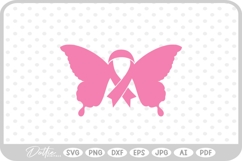 Butterfly Cancer Awareness Ribbon Breast SVG PNG DXF Product Image 1