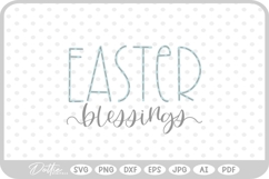 Easter Blessings Quote Spring Bunny SVG PNG DXF Product Image 1