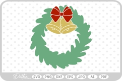 Festive Christmas Wreath Bow Bells Winter SVG PNG DXF Product Image 1