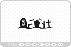 Zombie Hands Gravestone Halloween RIP Tomb SVG PNG DXF Product Image 1