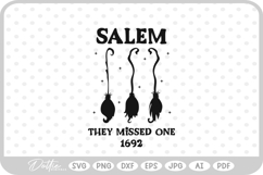 Salem They Missed One Witch Halloween Hat Broom SVG PNG DXF Product Image 1