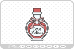 Love Potion Heart Shaped Bottle Valentine's Day SVG PNG DXF Product Image 1