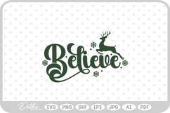 Believe Santa Christmas Winter Quote Text Script SVG PNG DXF Product Image 1