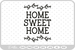 Home Sweet Home Botanical Hand Drawn Vine SVG PNG DXF Product Image 1