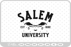 Salem University College Witch Halloween Hat Broom SVG PNG Product Image 1