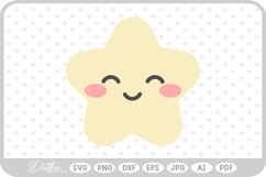 Cute Face Star Shooting Shape Sky Night Space SVG PNG DXF Product Image 1